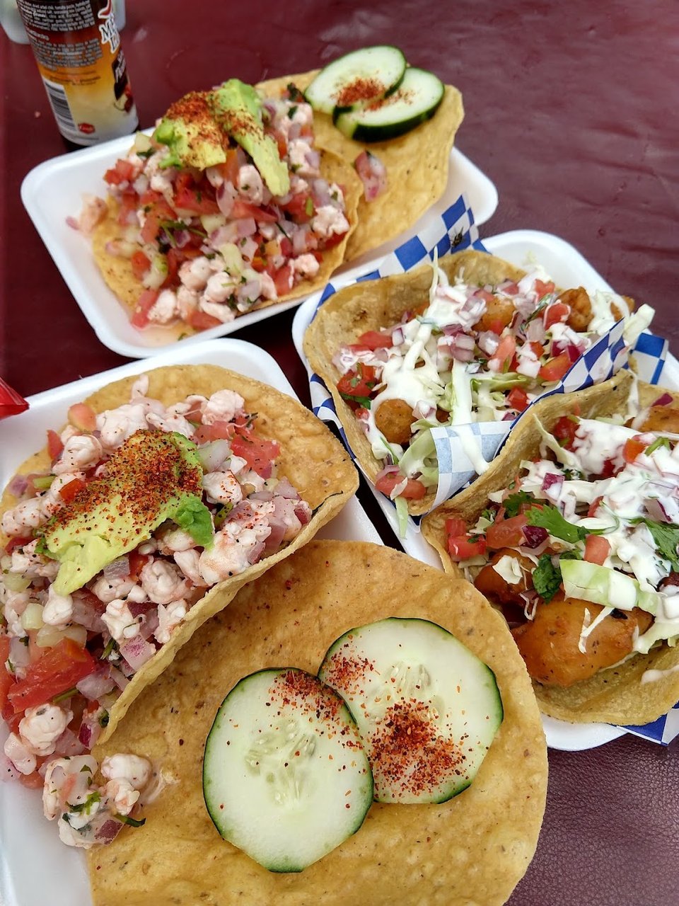 Menu page showing taco options and small plates.